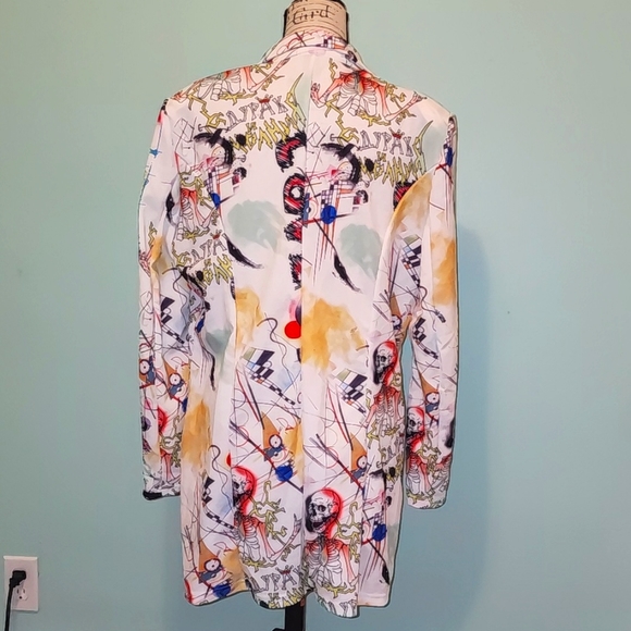 Graffiti print white blazer 2x - Picture 3 of 5